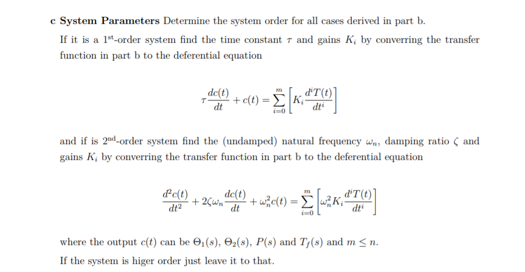 c System Parameters Determine the system order for | Chegg.com