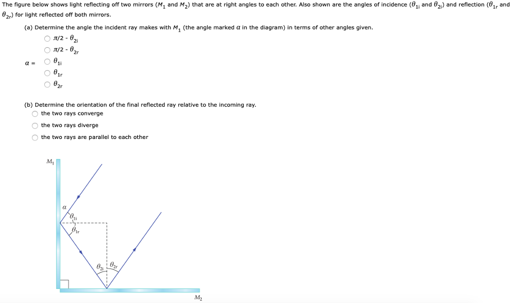 Solved The figure below shows light reflecting off two | Chegg.com
