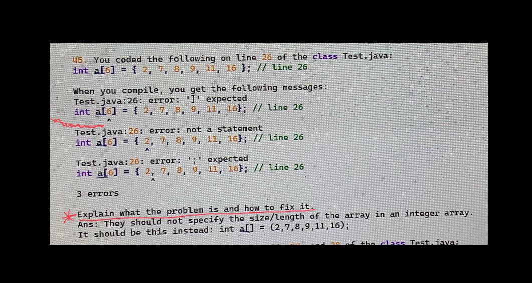 Solved 45. You coded the following on line 26 of the class | Chegg.com
