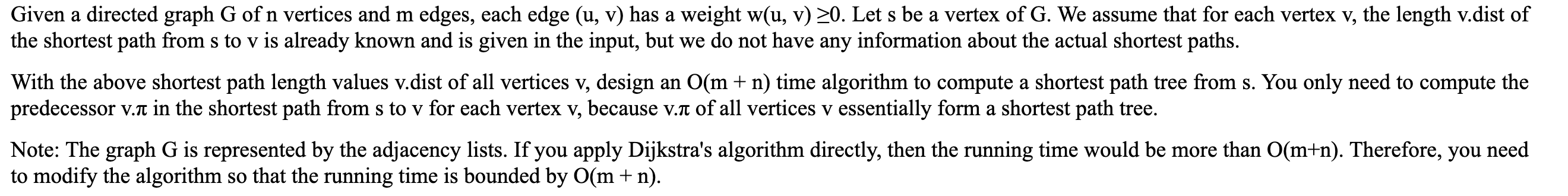 Solved Given a directed graph G of n vertices and m edges, | Chegg.com