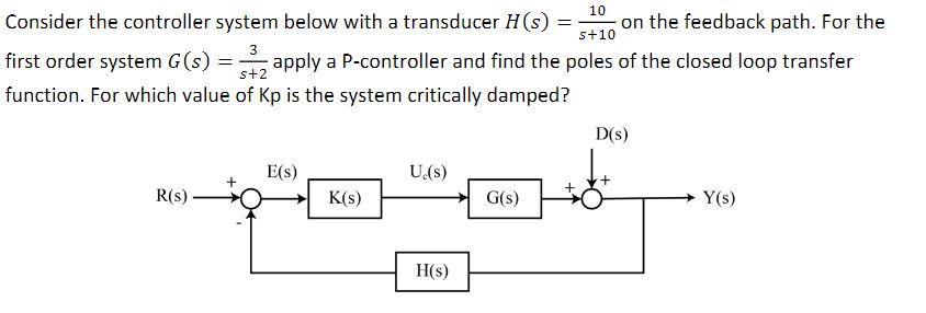 Solved Consider the controller system below with a | Chegg.com