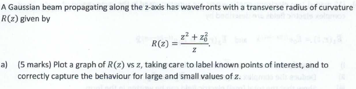Solved A Gaussian beam propagating along the z-axis has | Chegg.com