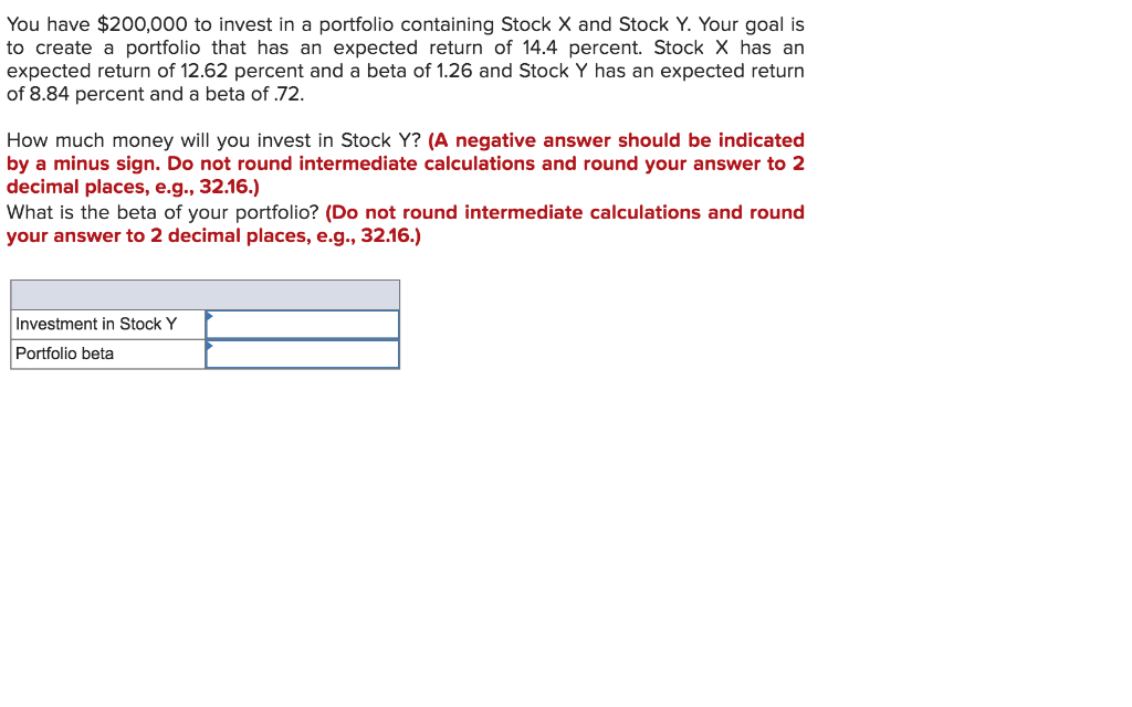 Solved You Have $200,000 To Invest In A Portfolio Containing | Chegg.com