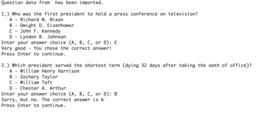 Multiple Choice Python Quiz (Class) ABOUT: This | Chegg.com
