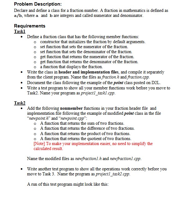 Solved Problem Description: Declare and define a class for a | Chegg.com