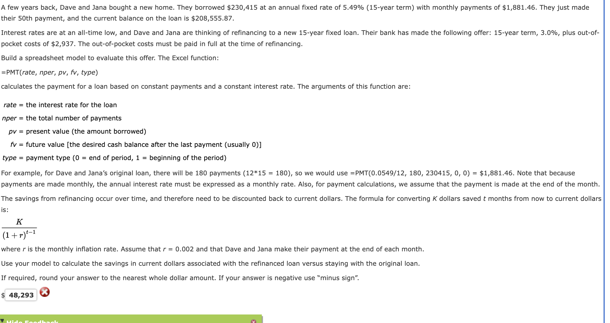 Solved Their 50th Payment, And The Current Balance On The | Chegg.com