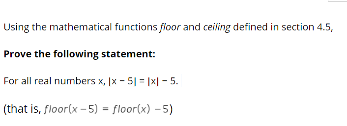 Solved Using The Mathematical Functions Floor And Ceiling | Chegg.com