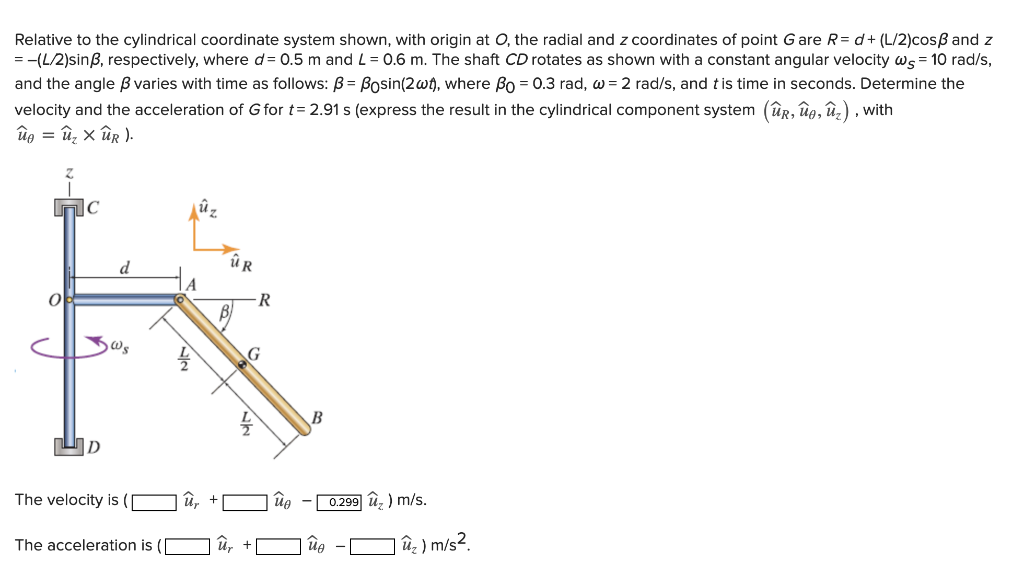 Solved Relative To The Cylindrical Coordinate System Show Chegg Com