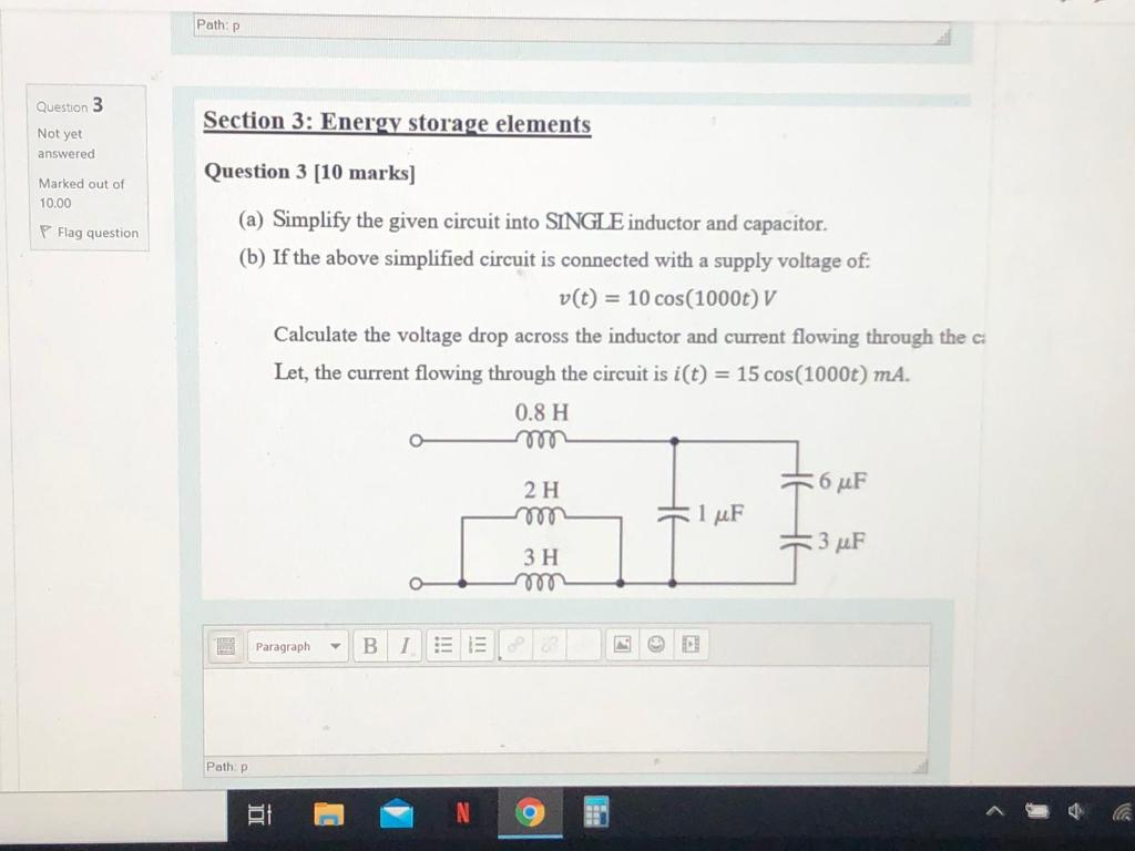 Solved Path: P Question 3 Section 3: Energy Storage Elements | Chegg.com