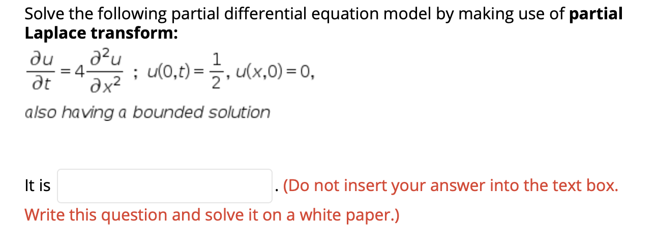 Solved Solve The Following Partial Differential Equation | Chegg.com