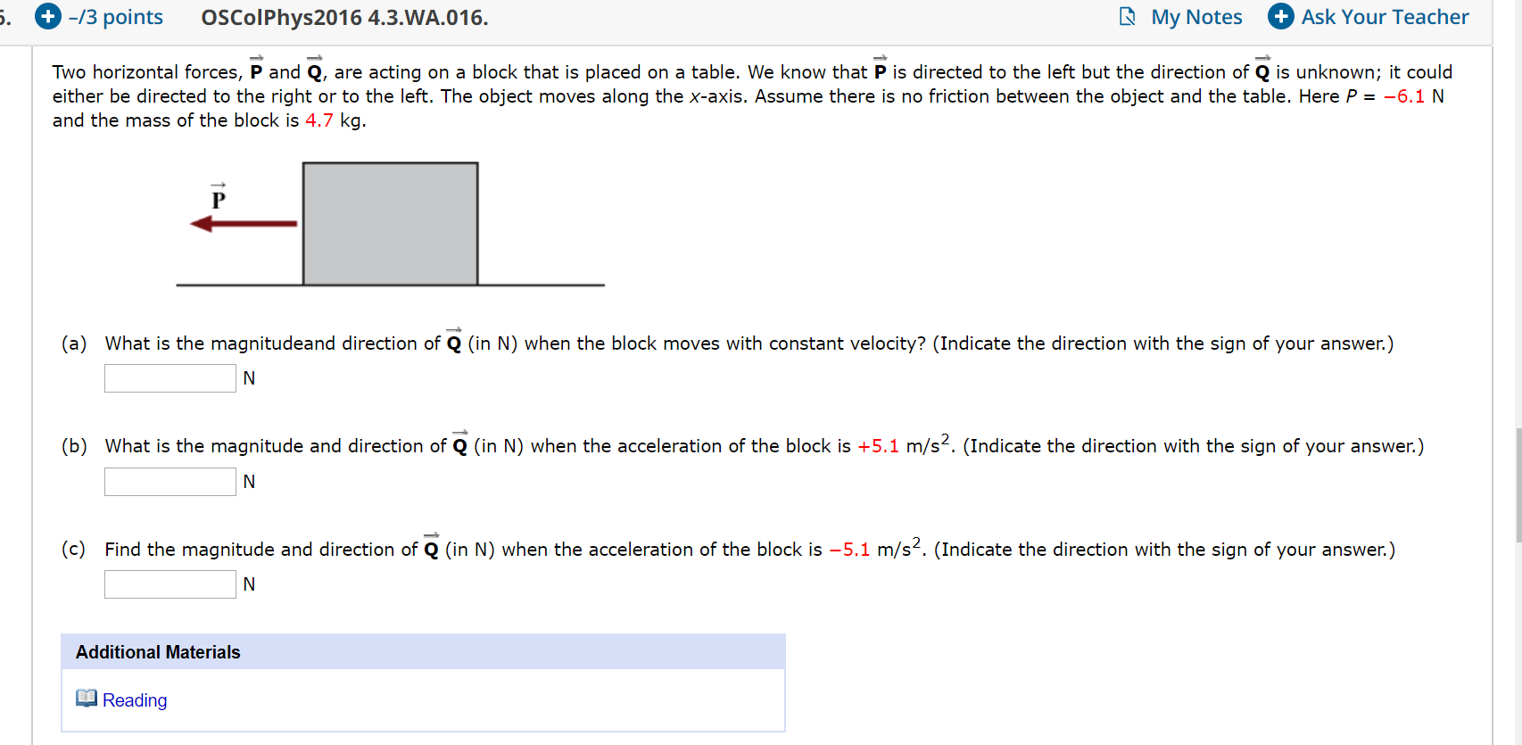 Solved 5 13 Points Oscolphys2016 4 3 Wa 016 My Notes