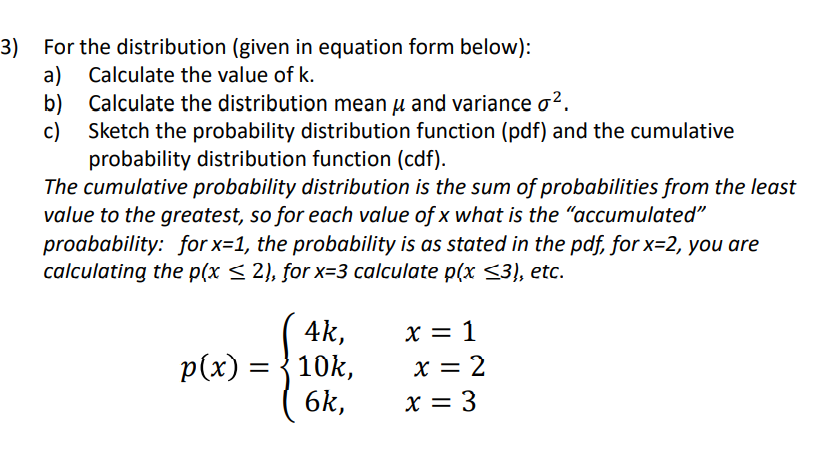 Solved For the distribution (given in equation form below): | Chegg.com