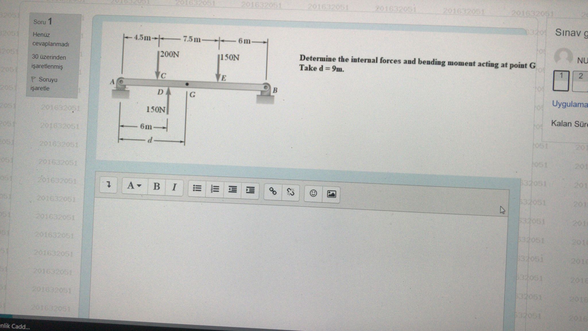 Solved Determine the internal forces and bending moment | Chegg.com