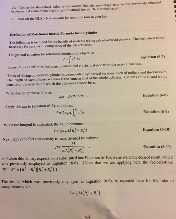 Solved Experiment 6. Rotational Motion Purpose To examine