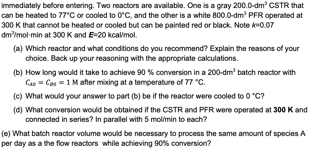 Solved The Liquid-phase Reaction A+B→C Follows An Elementary | Chegg.com