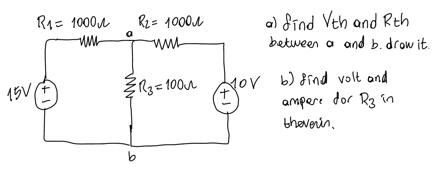 Solved dind ven and ken between a and b. drow b) find volt | Chegg.com