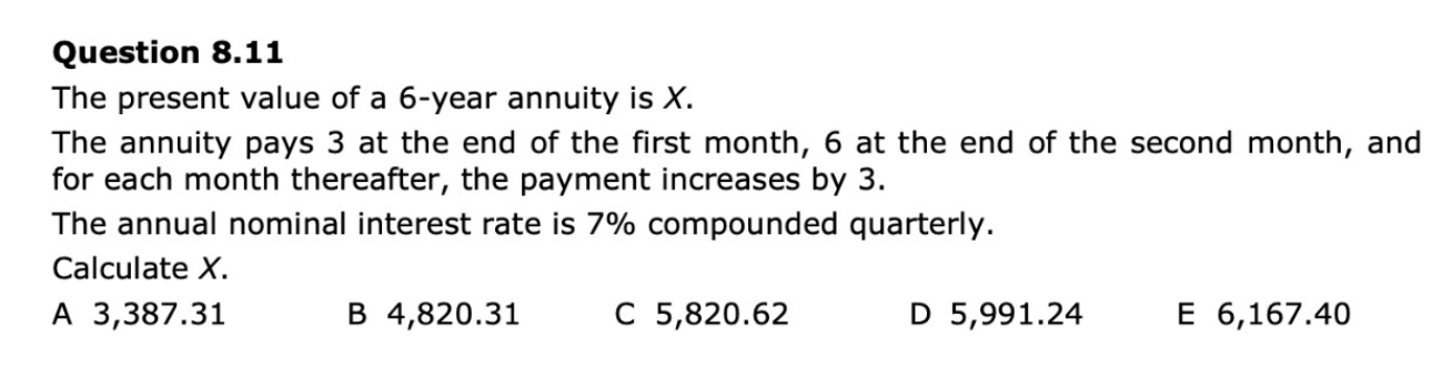 Solved Question 8.11 The present value of a 6-year annuity | Chegg.com