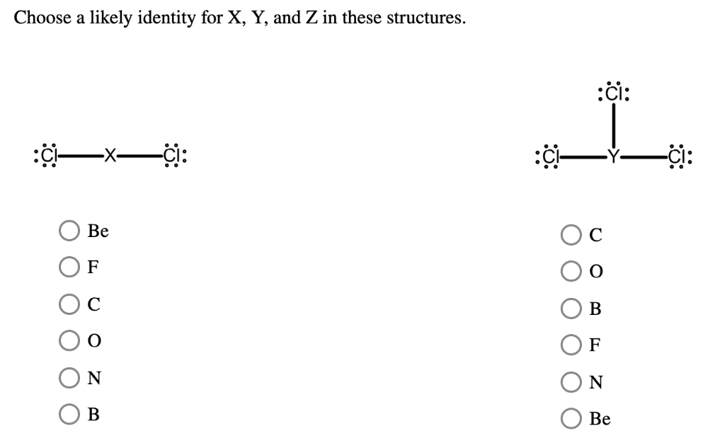 Solved Choose a likely identity for X, Y, and Z in these