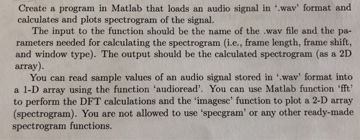 Solved Create a program in Matlab that loads an audio signal | Chegg.com