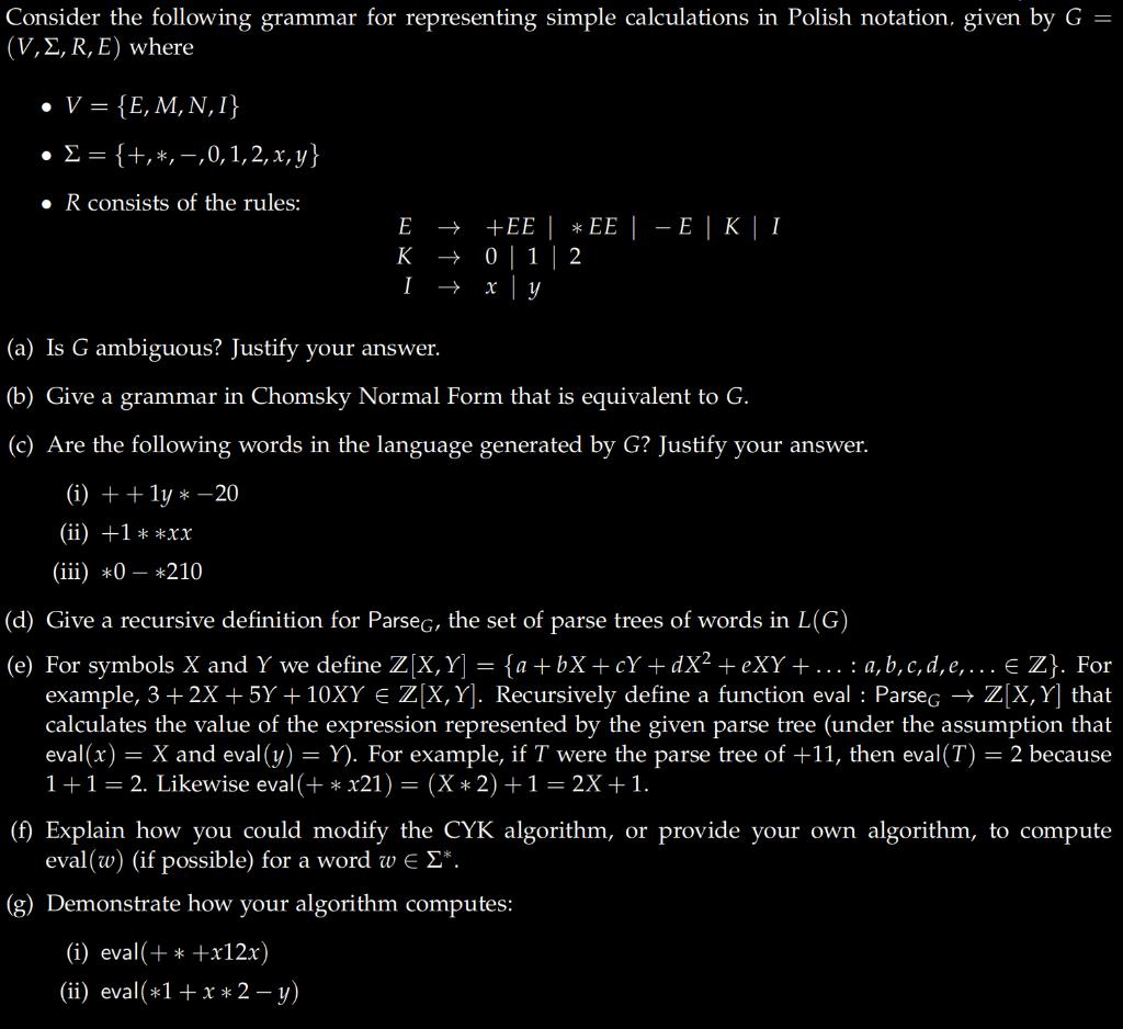 Solved Consider the following grammar for representing | Chegg.com
