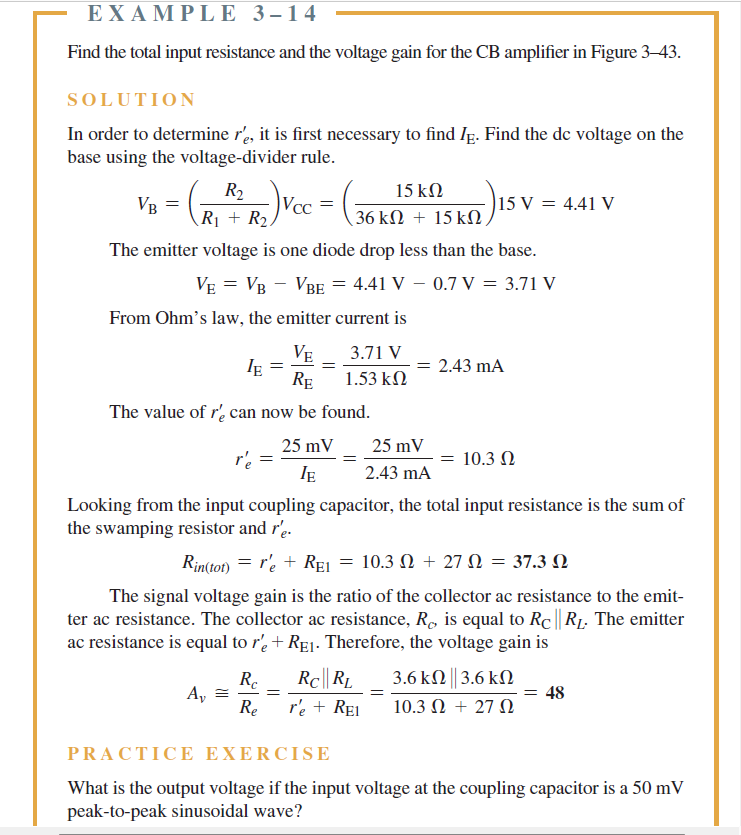 Solved EXAMPLE 3-14 Find the total input resistance and the | Chegg.com