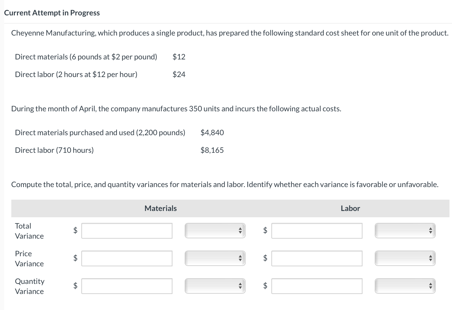 Solved Current Attempt in Progress Cheyenne Manufacturing,