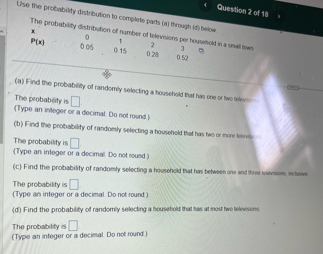 Solved The probability distribution of number parts (a) | Chegg.com