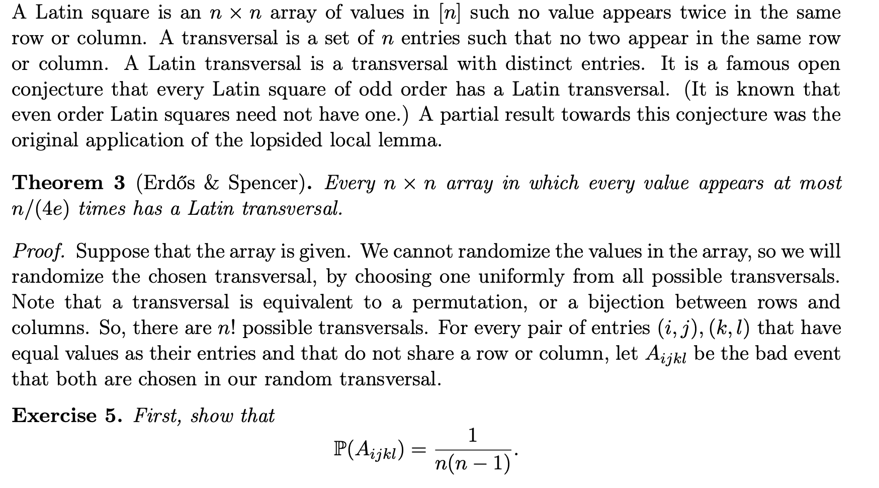 Solved A Latin square is an n x n array of values in [n] | Chegg.com