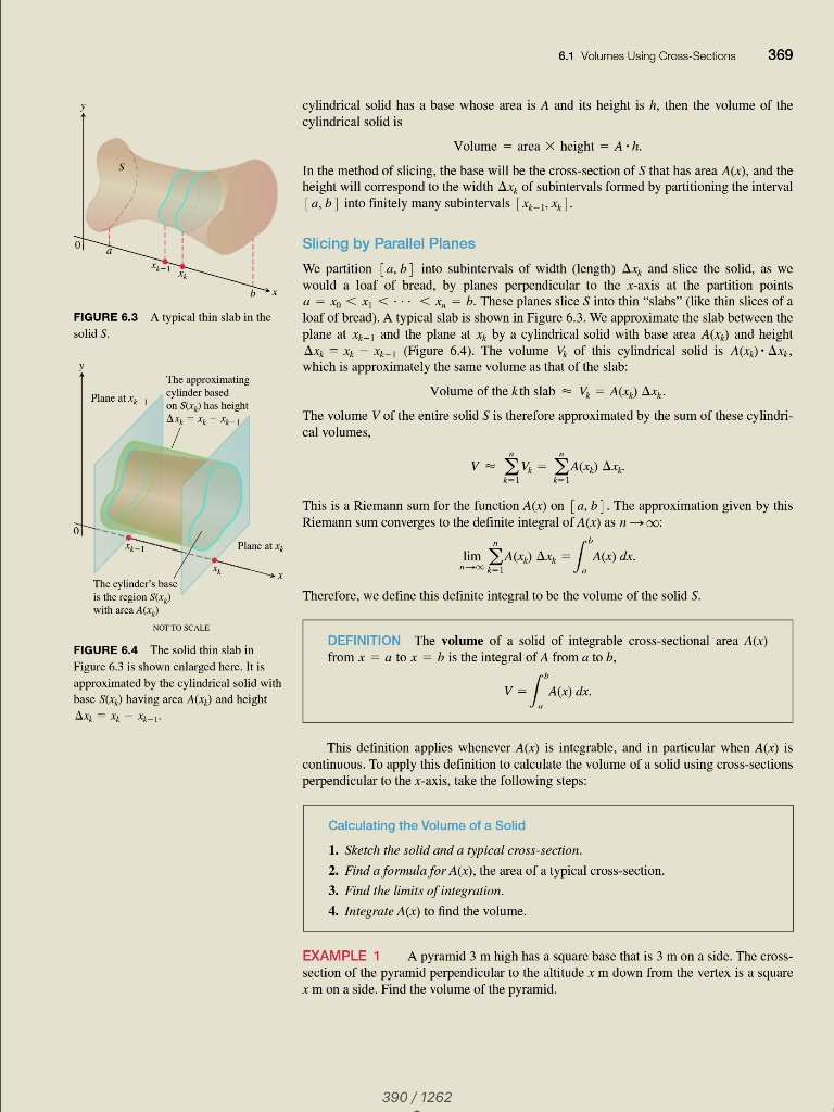 Solved On Page 369, the textbook explains how the volume of | Chegg.com