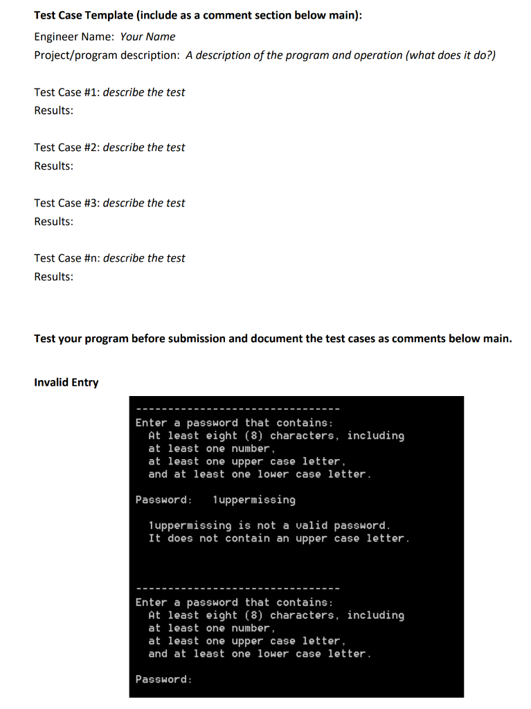 Solved Password validation with Test Cases Using the String | Chegg.com