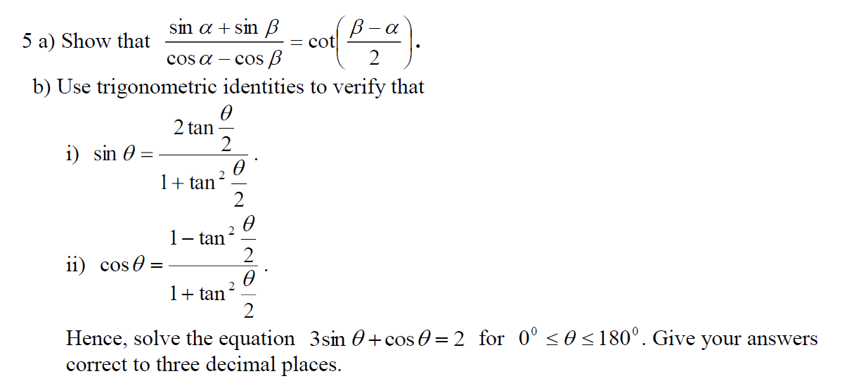 Solved A Coti Cor 2 Sin A Sin Ss 5 A Show That Cos A Chegg Com