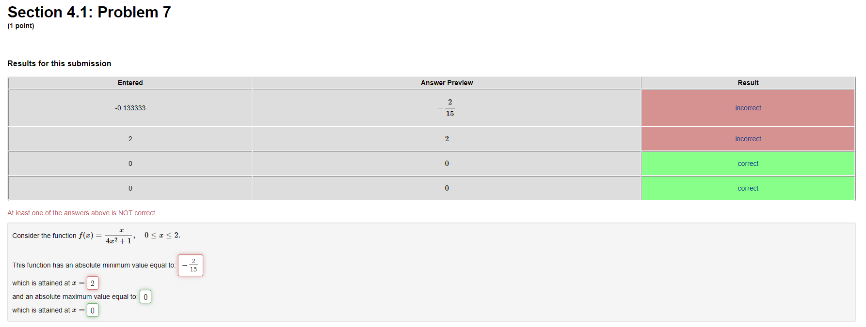 Solved Section 4.1: Problem 7 (1 point) Results for this | Chegg.com