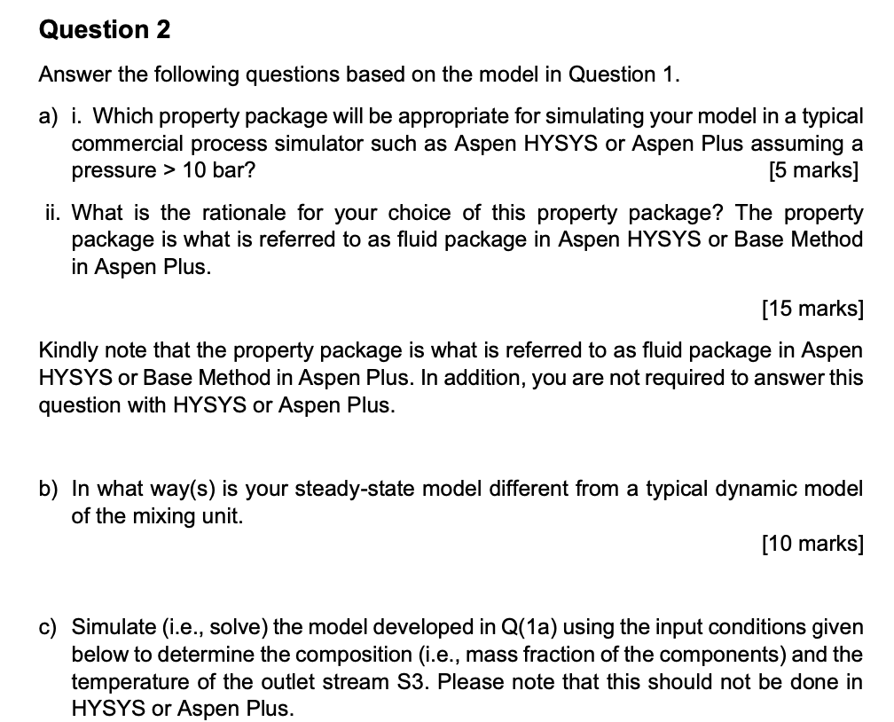 Solved Question 1 Consider the mixing unit in Fig 1 in which | Chegg.com