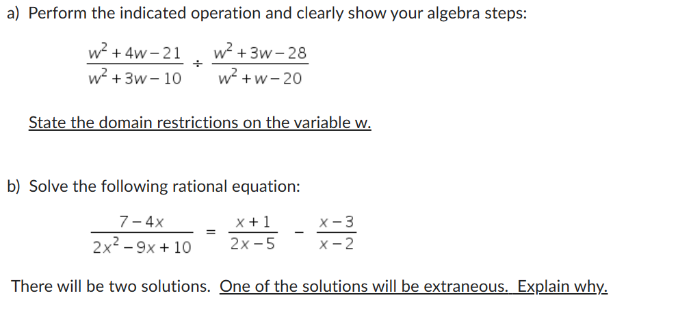 algebra 2 assignment perform the indicated operation answers