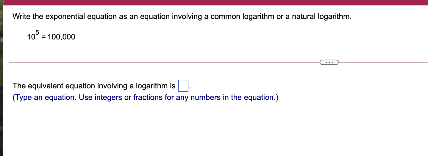 Solved Write the exponential equation as an equation | Chegg.com