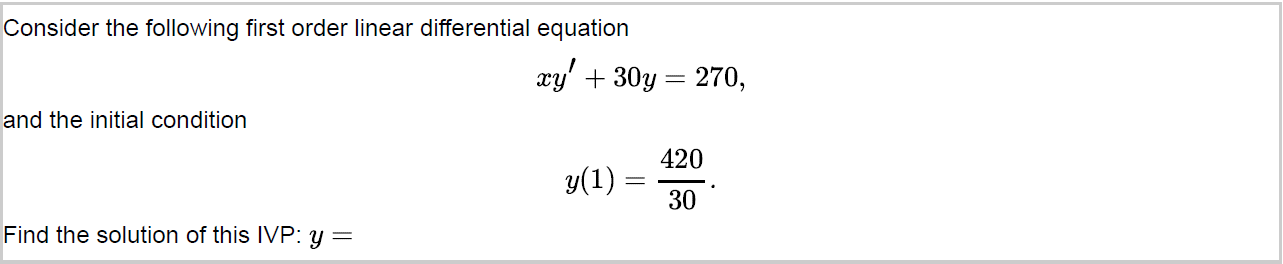 Solved Consider The Following First Order Linear