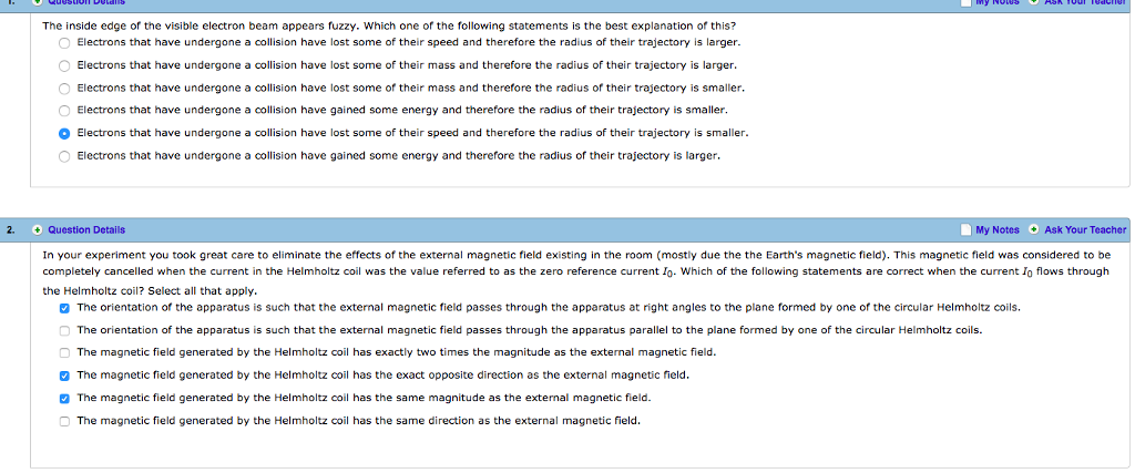 Solved The inside edge of the visible electron beam appears | Chegg.com