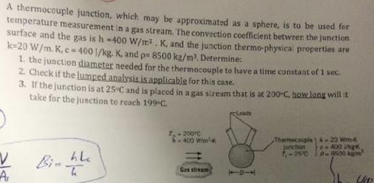 Solved A thermocouple junction, which may be approximated as