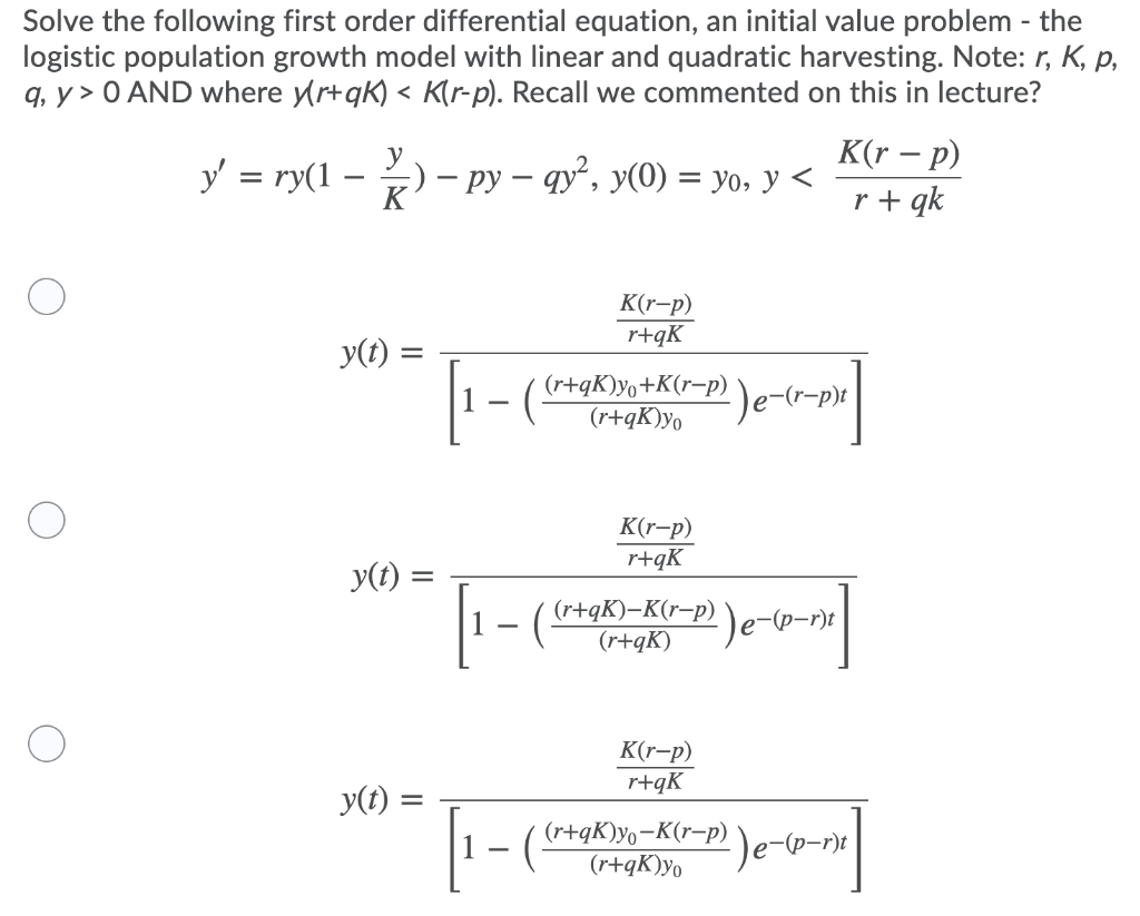 Solved Solve the following first order differential | Chegg.com