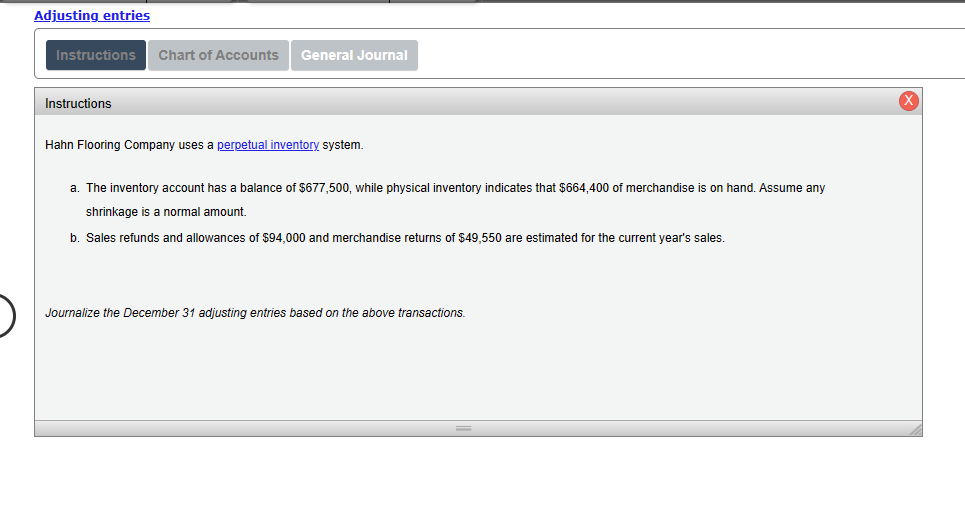 Solved Hahn Flooring Company uses a perpetual inventory
