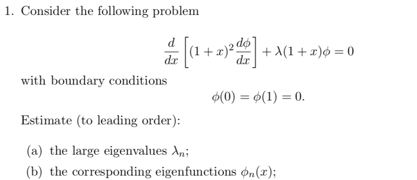 Solved 1. Consider the following problem with boundary | Chegg.com