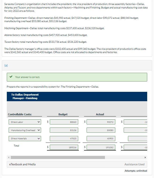 Solved Sarasota Company's organization chart includes the