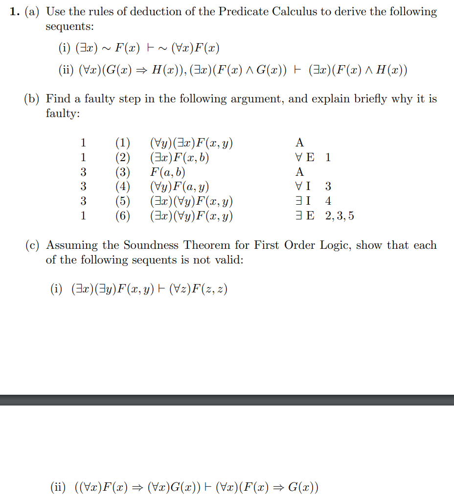 Solved 1 A Use The Rules Of Deduction Of The Predicate Chegg Com