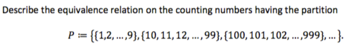 Solved Describe the equivalence relation on the counting | Chegg.com