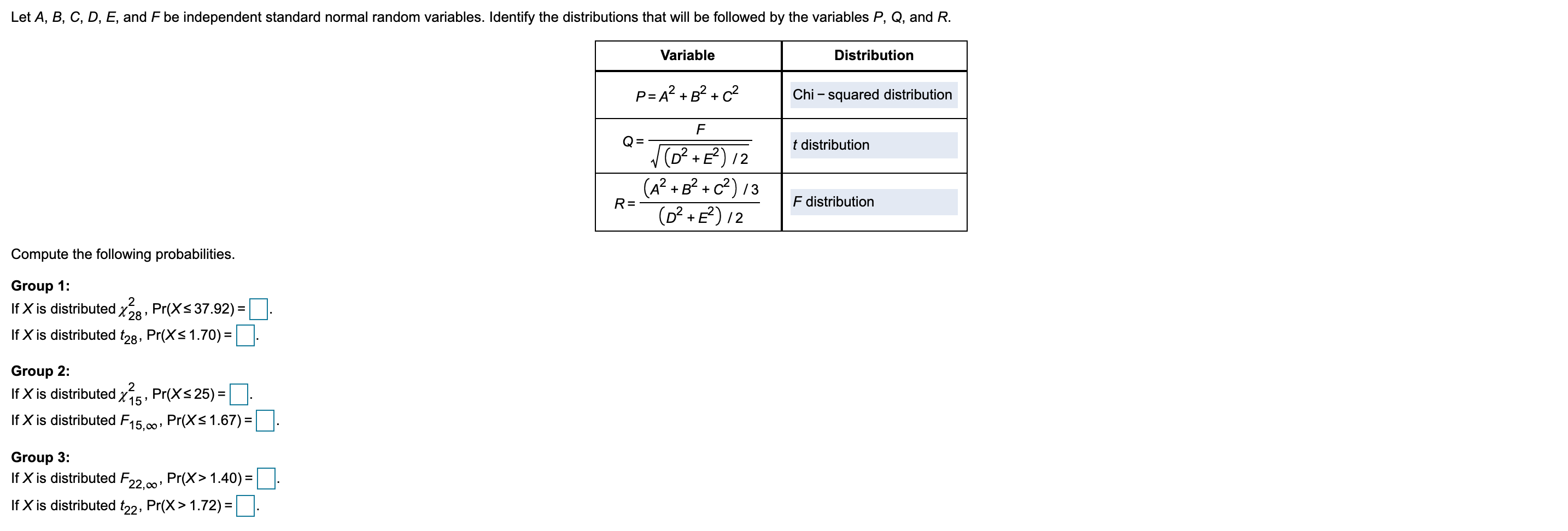 Solved Let A B C D E And F Be Independent Standard N Chegg Com