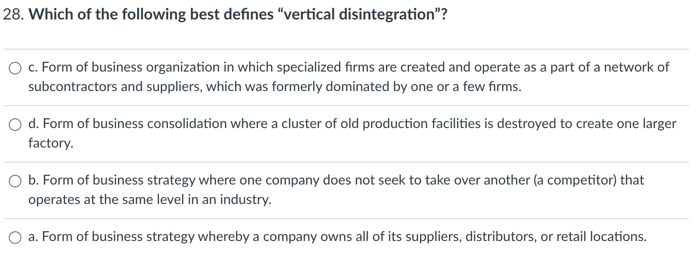 Solved 8. Which of the following best defines "vertical