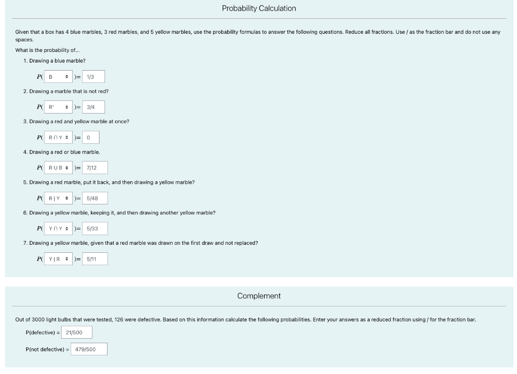 Solved Given that a box has 4 blue marbles, 3 red marbles,