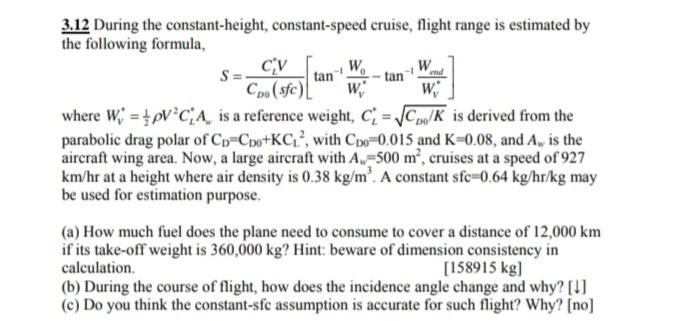 Aircraft Range - Constant Velocity