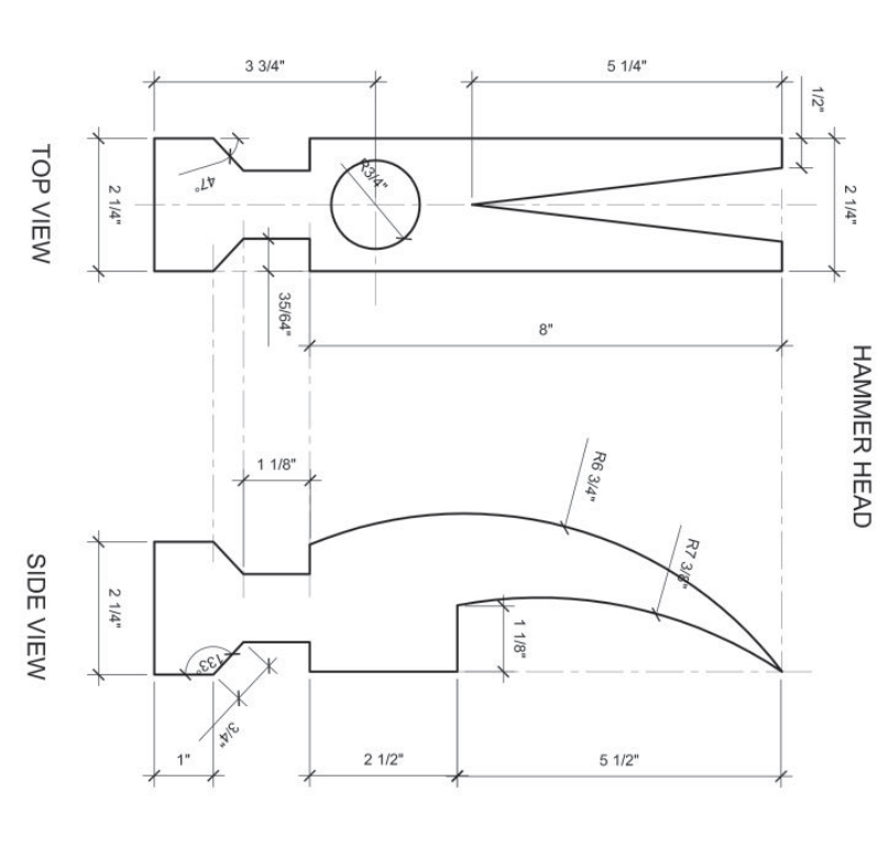 Solved Please Use ONSHAPE and create the Hammer handle and | Chegg.com