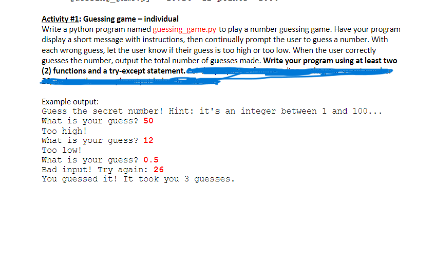 Solved Write a program that lets the user play a game of